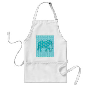 Paisley-olifant - turquoise en aqua standaard schort