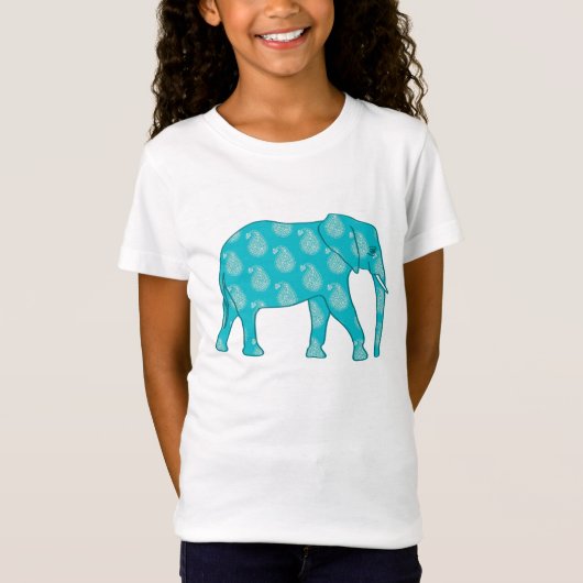 Paisley-olifant - turquoise en aqua t-shirt (Voorkant)