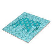 Paisley-olifant - turquoise en aqua tegeltje (Zijkant)