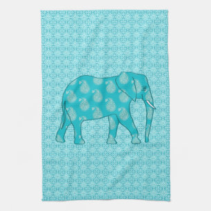 Paisley-olifant - turquoise en aqua theedoek