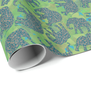Paisley Olifanten, Oerwoud Groene bladeren Giftwra Cadeaupapier