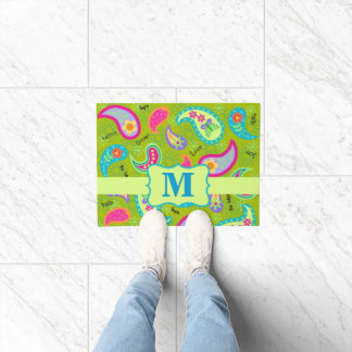 Paisley Olive Groen Monogram Moderne Whimsy Deurmat