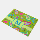 Paisley Olive Groen Monogram Moderne Whimsy Deurmat (Schuin)