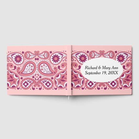  Paisley-ontwerp in Pinks Tear drups Flowers Gastenboek (Volledig)