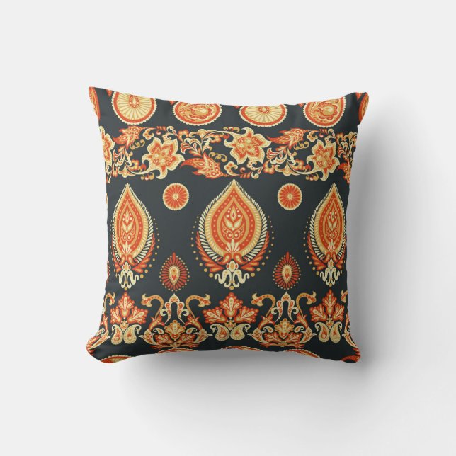 Paisley Oosterse Etnische Stof Kussen (Voorkant)