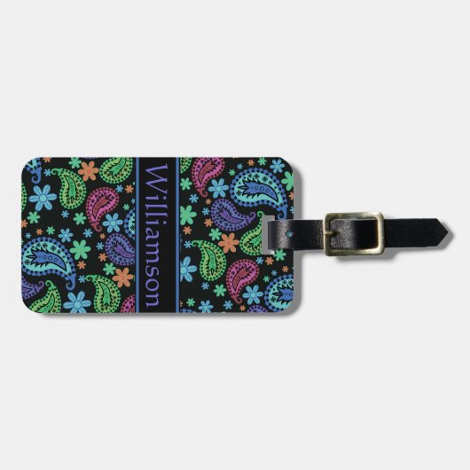 Paisley op Black Bagagelabel (Voorkant horizontaal)