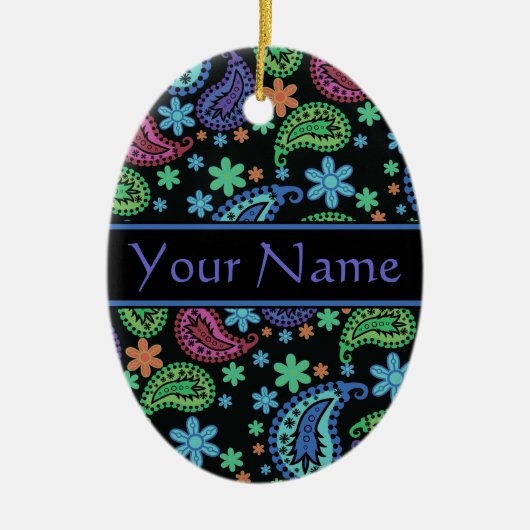 Paisley op Black Keramisch Ornament (Voorkant)