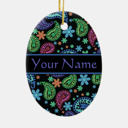 Paisley op Black Keramisch Ornament (Achterkant)