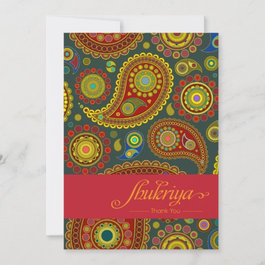 Paisley op Blauwgroen Indiaans patroon Bedankkaart (Voorkant)