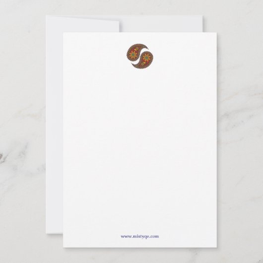 Paisley op Blauwgroen Indiaans patroon Bedankkaart (Achterkant)