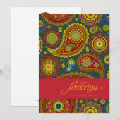 Paisley op Blauwgroen Indiaans patroon Bedankkaart (Voorkant / Achterkant)