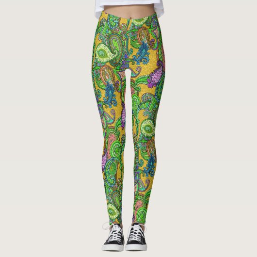 Paisley op Karamel Leggings (Voorkant)