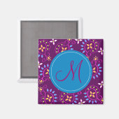 Paisley op paarse met "M" monogram Magneet (Voorkant / Achterkant)