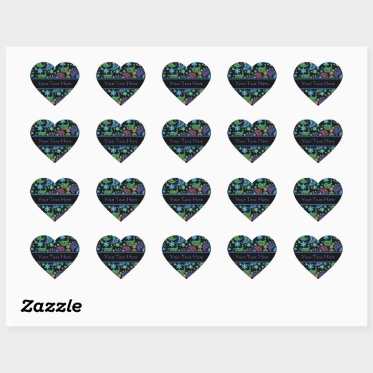 Paisley op zwart hart sticker (Vel)