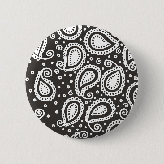 Paisley op zwarte Button (Voorkant)
