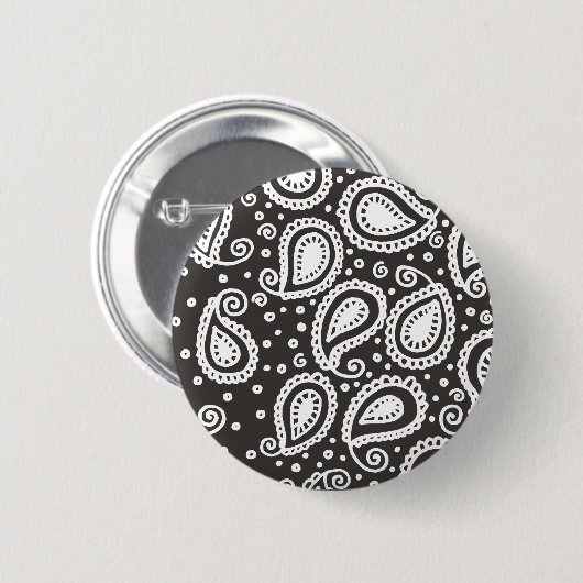 Paisley op zwarte Button (Voorkant /achterkant)