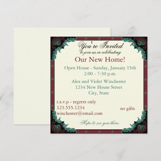 Paisley Open House/Housewarming Party Kaart (Voorkant / Achterkant)