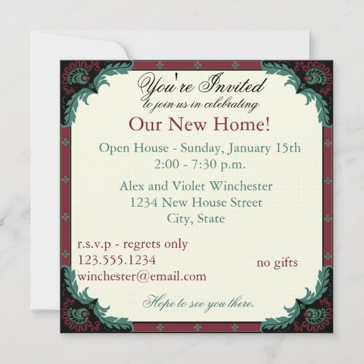 Paisley Open House/Housewarming Party Kaart (Voorkant)