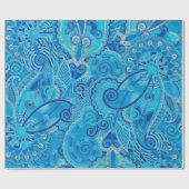 Paisley Ornament - Sky Blue en Silver Cadeaupapier (Vlak)