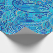 Paisley Ornament - Sky Blue en Silver Cadeaupapier (Hoek)