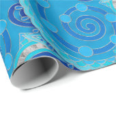 Paisley Ornament - Sky Blue en Silver Cadeaupapier (Rol Hoek)