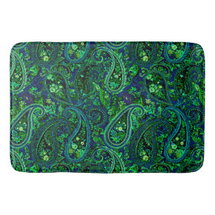 Paisley Overvloed Kleurrijke Bloemen Blauw Groen Badmat