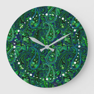 Paisley Overvloed Kleurrijke Bloemen Blauw Groen Grote Klok