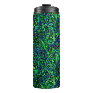 Paisley Overvloed Kleurrijke Bloemen Blauw Groen Thermosbeker