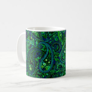 Paisley Overvloed Kleurrijke Bloemmotief Blauw Gro Koffiemok