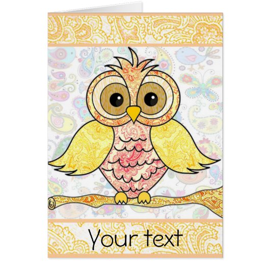 paisley owl greeting card (Voorkant)