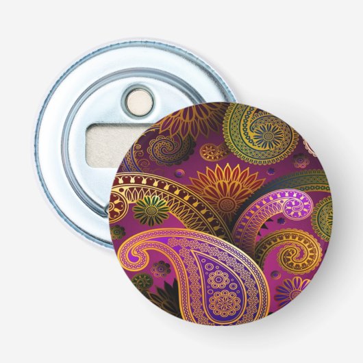 Paisley Paars Button Flesopener (Voorkant)