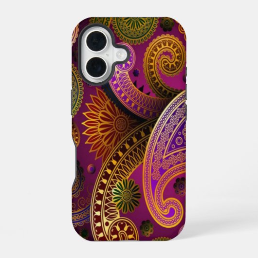 Paisley Paars iPhone 16 Hoesje (Achterkant)