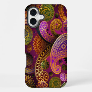Paisley Paars iPhone 16 Plus Hoesje