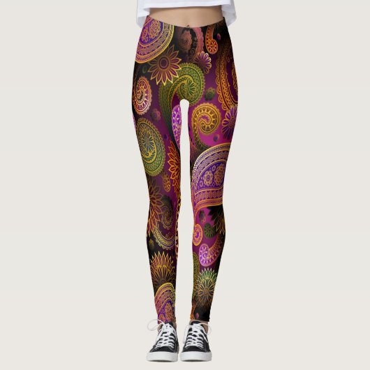 Paisley Paars Leggings (Voorkant)