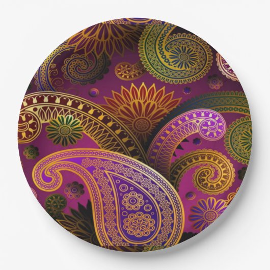 Paisley Paars Papieren Bordje (Voorkant)