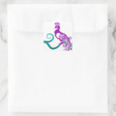 Paisley Paars Peacock Wedding Envelope Seal Vierkante Sticker (Tas)