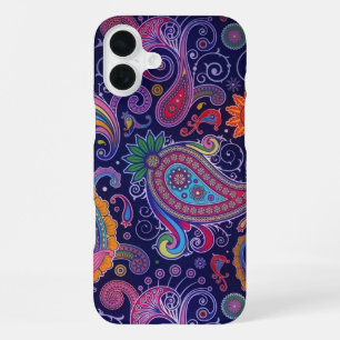 Paisley Paars Pink iPhone 16 Plus Hoesje