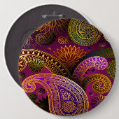 Paisley Paars Ronde Button 6,0 Cm (Voorkant /achterkant)