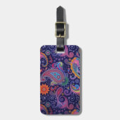 Paisley Paars roze Bagagelabel (Voorkant verticaal)