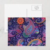 Paisley Paars roze Briefkaart (Voorkant / Achterkant)