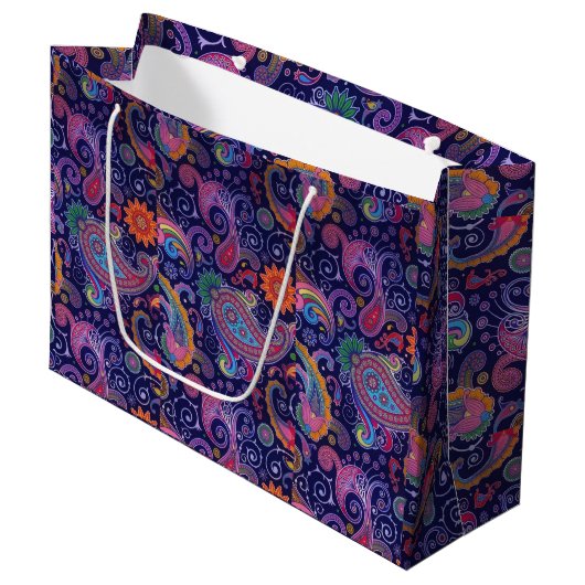 Paisley Paars roze Groot Cadeauzakje (Voorkant Gekanteld)