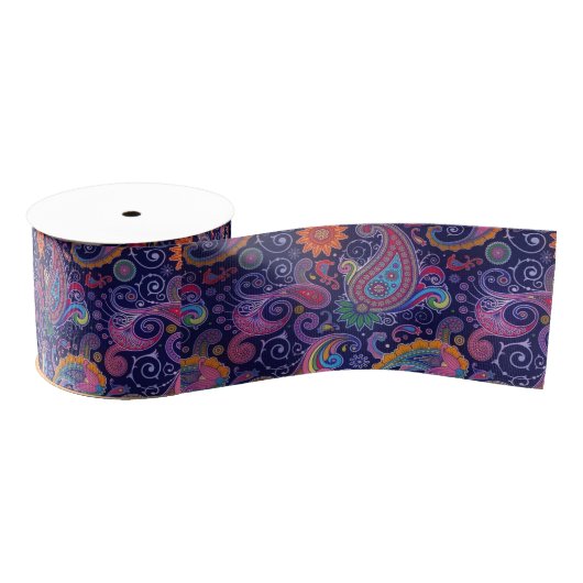 Paisley Paars roze Grosgrain Lint (Spoel)