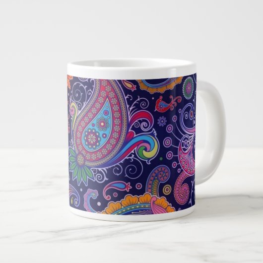 Paisley Paars roze Grote Koffiekop (Voorkant rechts)