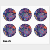 Paisley Paars roze Ronde Sticker (Vel)