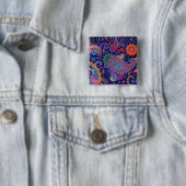 Paisley Paars roze Vierkante Button 5,1 Cm (In situ)