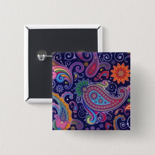 Paisley Paars roze Vierkante Button 5,1 Cm (Voorkant /achterkant)