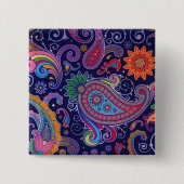 Paisley Paars roze Vierkante Button 5,1 Cm (Voorkant)