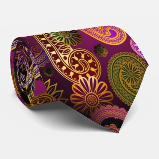 Paisley Paars Stropdas (Opgerold)