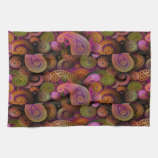 Paisley Paars Theedoek (Horizontaal)