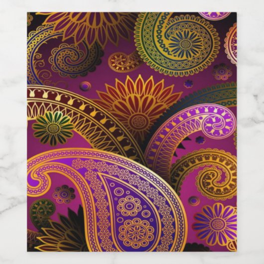 Paisley Paars Wijn Etiket (Enkel label)
